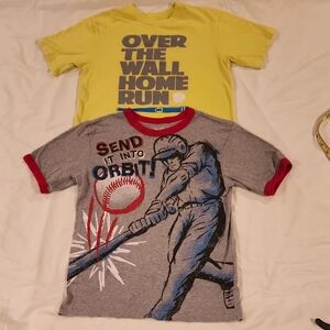 The Children's Place Yellow and Gray Kids Graphic Baseball Tees. Size Lg 10/12